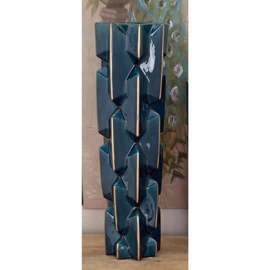 27" Blue Stoneware Modern Vase